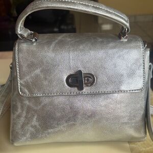 Chic Silver Satchel Bag